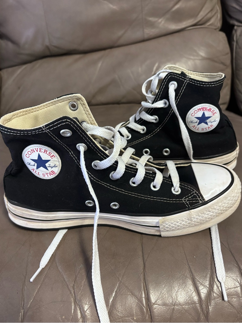 Converse All Star High Top Sneakers - Black with White Accents size 5